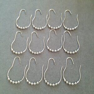 Set of 12 silver metal decorative shower curtain rings NWOT